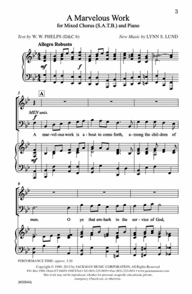 A Marvelous Work - SATB image number null