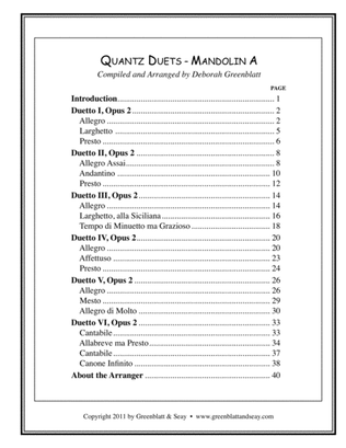 Quantz Duets - Mandolin A + Mandolin B