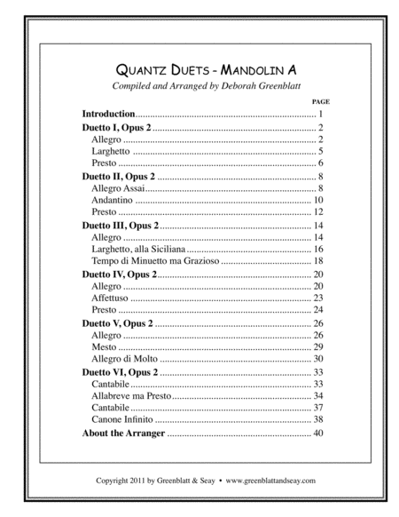 Quantz Duets - Mandolin A + Mandolin B