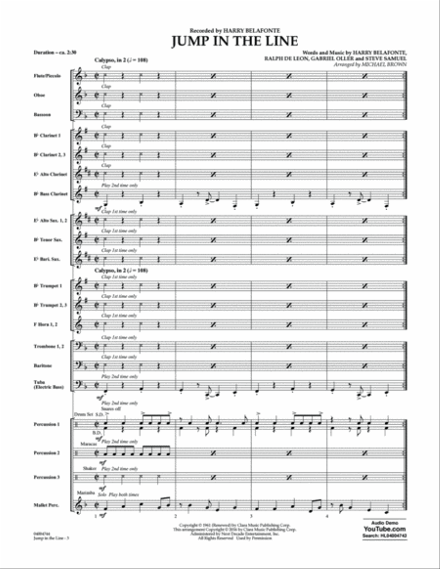 Jump in the Line - Conductor Score (Full Score) Concert Band scores gallery preview page 2