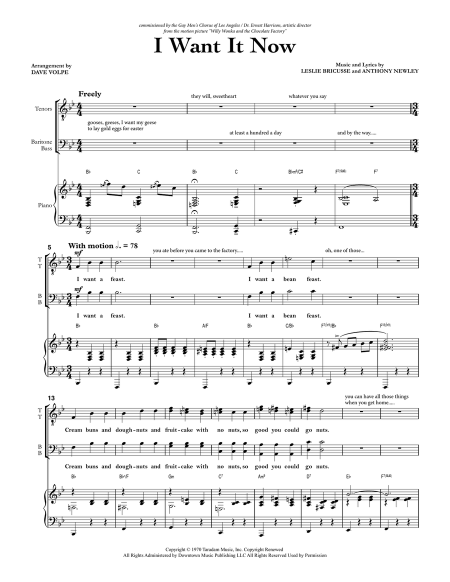 I Want It Now TTBB scores gallery preview page 1