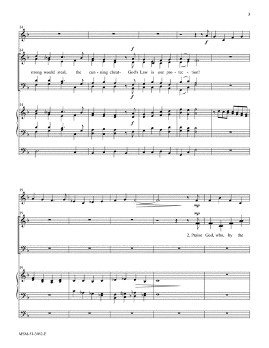 Praise God, Who by the Law 4-Part scores gallery preview page 3