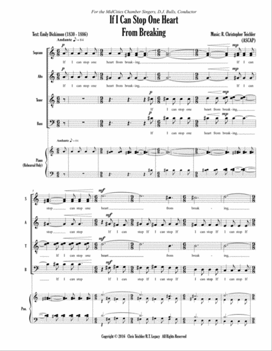 If I Can Stop One Heart From Breaking - SATB A Capella 4-Part scores gallery preview page 3