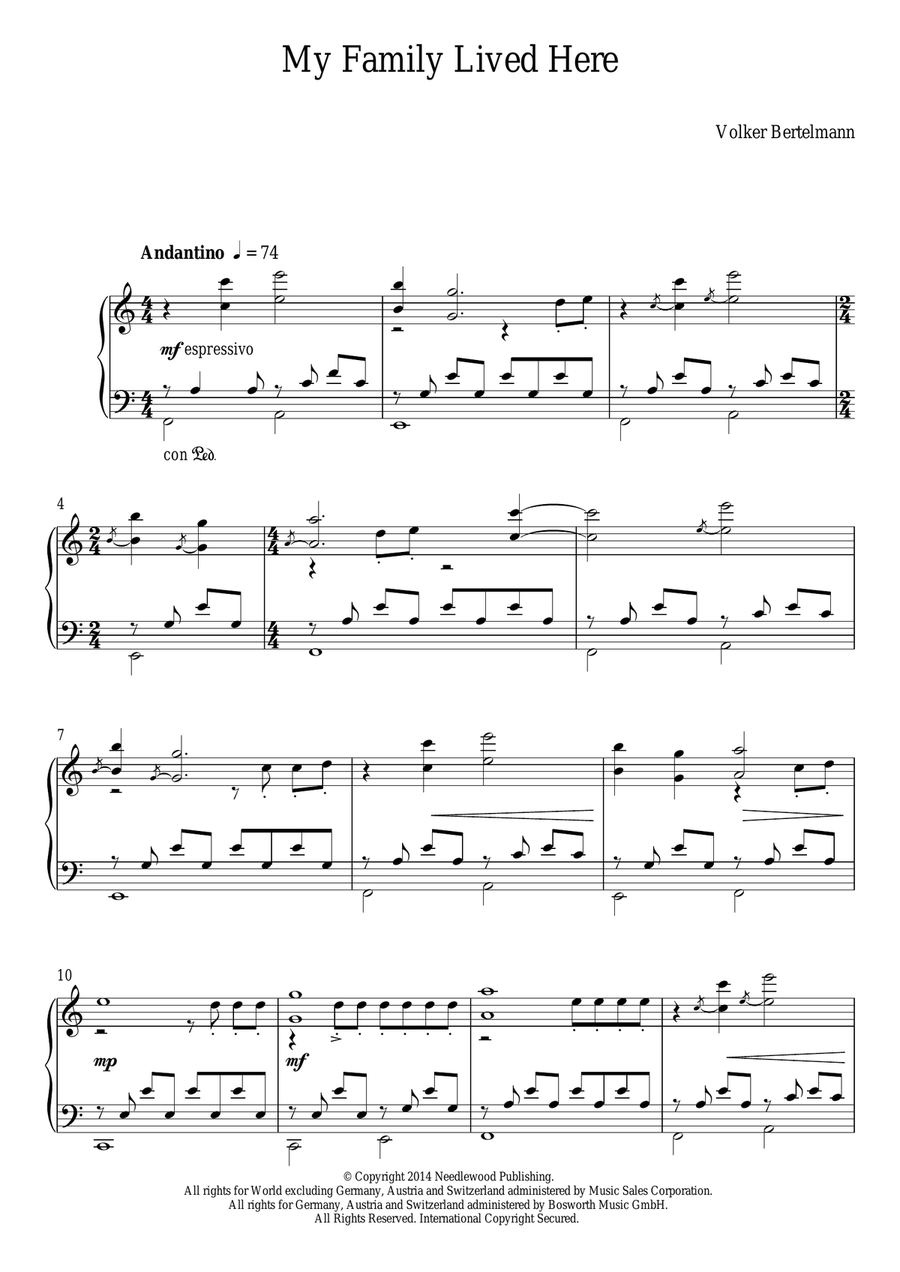 My Family Lived Here Piano Solo scores gallery preview page 1