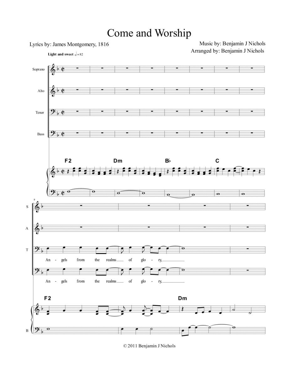 Angels From the Realms of Glory (Come and Worship) 4-Part scores gallery preview page 1