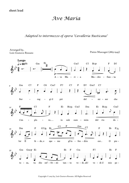 Mascagni - Ave Maria (Bb Major) image number null