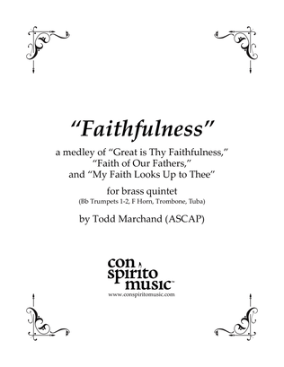Book cover for "Faithfulness" - a medley for brass quintet