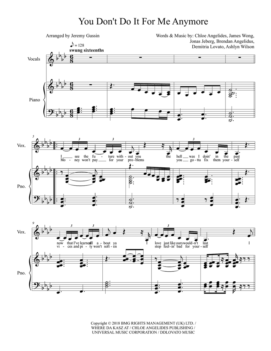 You Don't Do It For Me Anymore Piano, Vocal scores gallery preview page 1