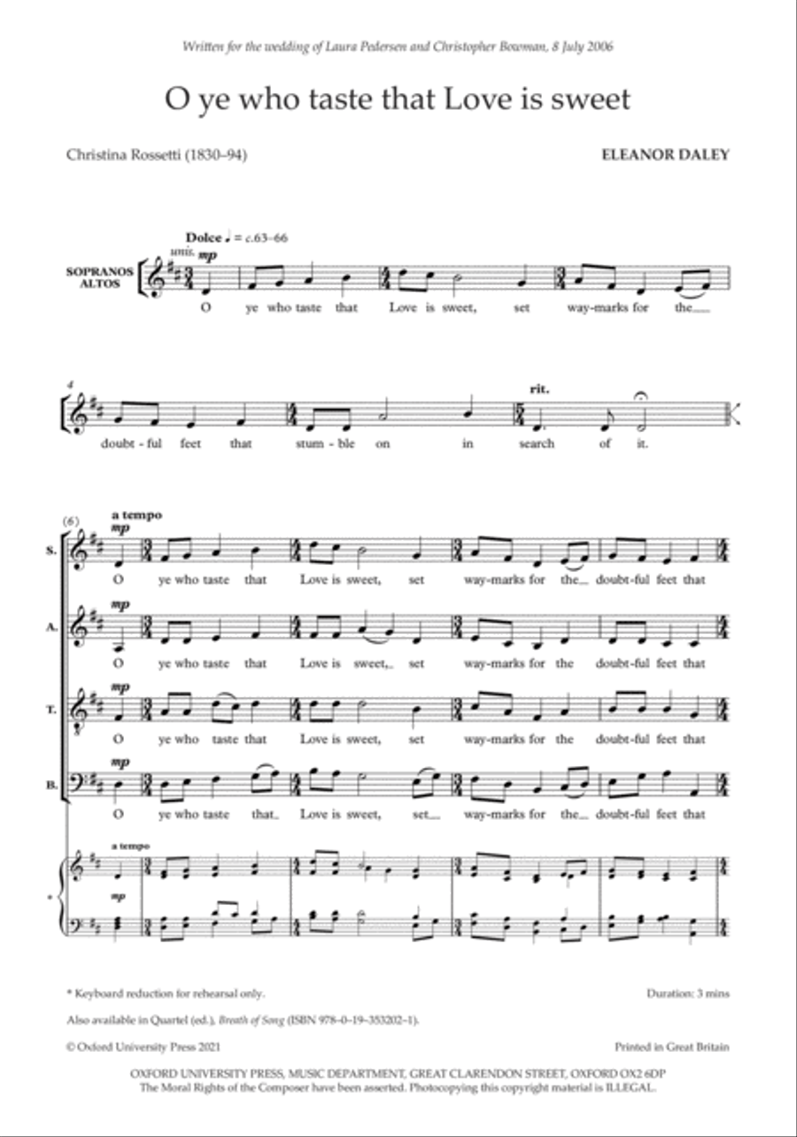 O ye who taste that Love is sweet 4-Part scores gallery preview page 2