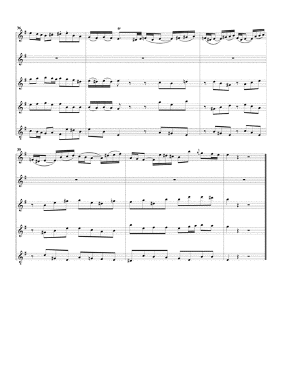 Aria: Mein Jesus hat nunmehr Das Heilandwerk vollendet from Cantata BWV 43 (arrangement for 5 record Recorder scores gallery preview page 5