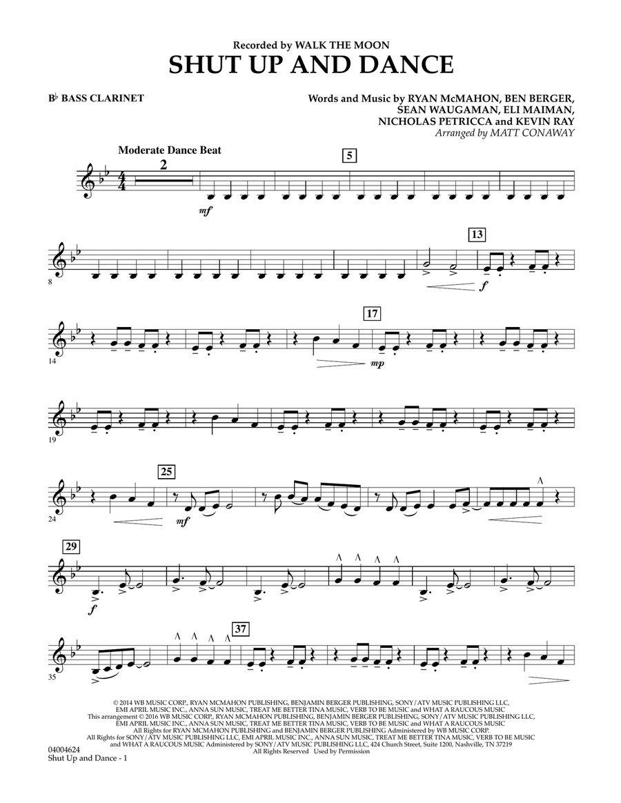 Shut Up And Dance - Bb Bass Clarinet Concert Band scores gallery preview page 1