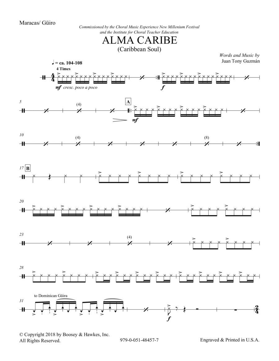 Alma Caribe (Caribbean Soul) - Guiro Choir scores gallery preview page 1