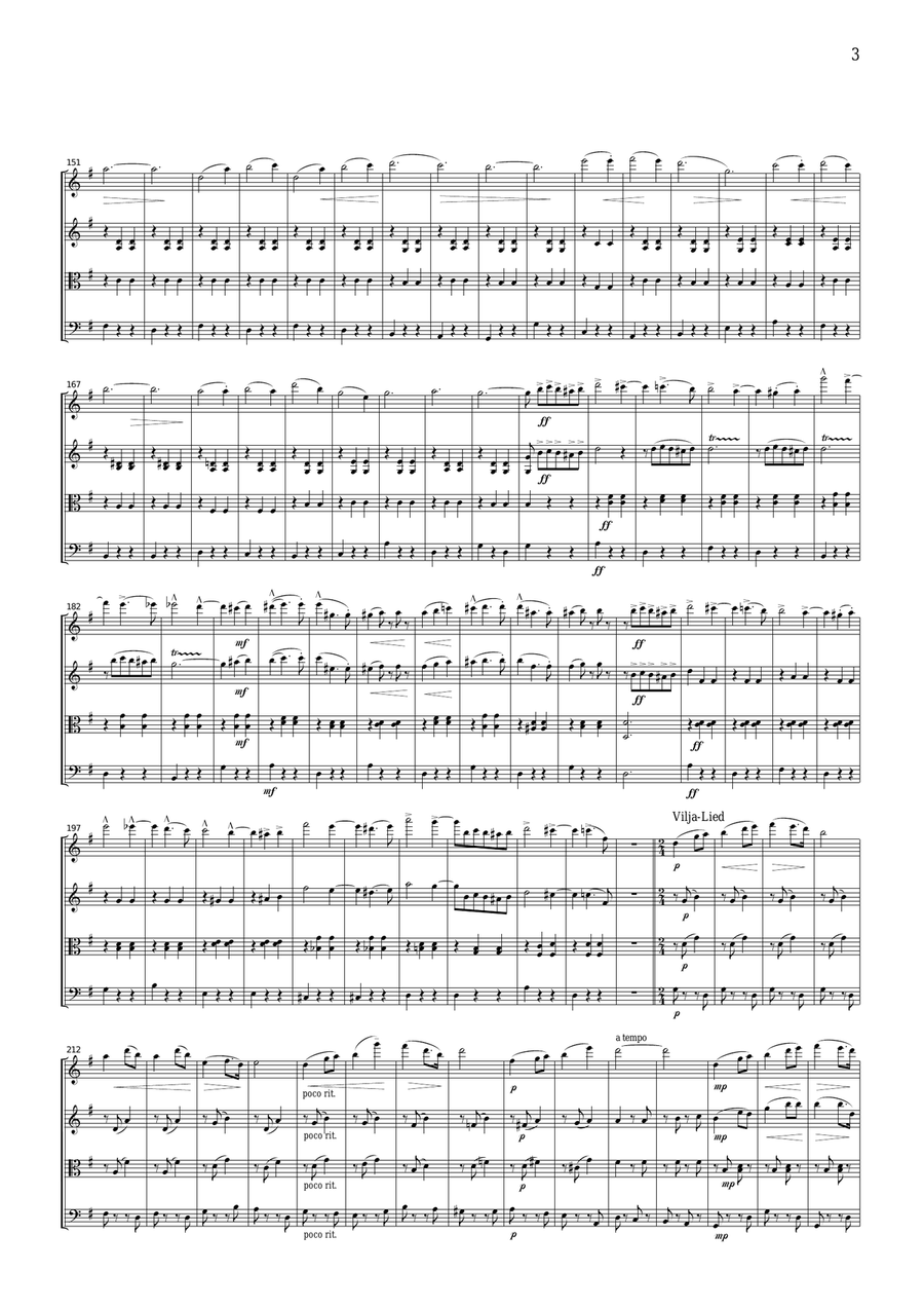 Lehar medley Die Lutige Witwe (The Merry Widow), for string quartet, CL001 String Quartet scores gallery preview page 3