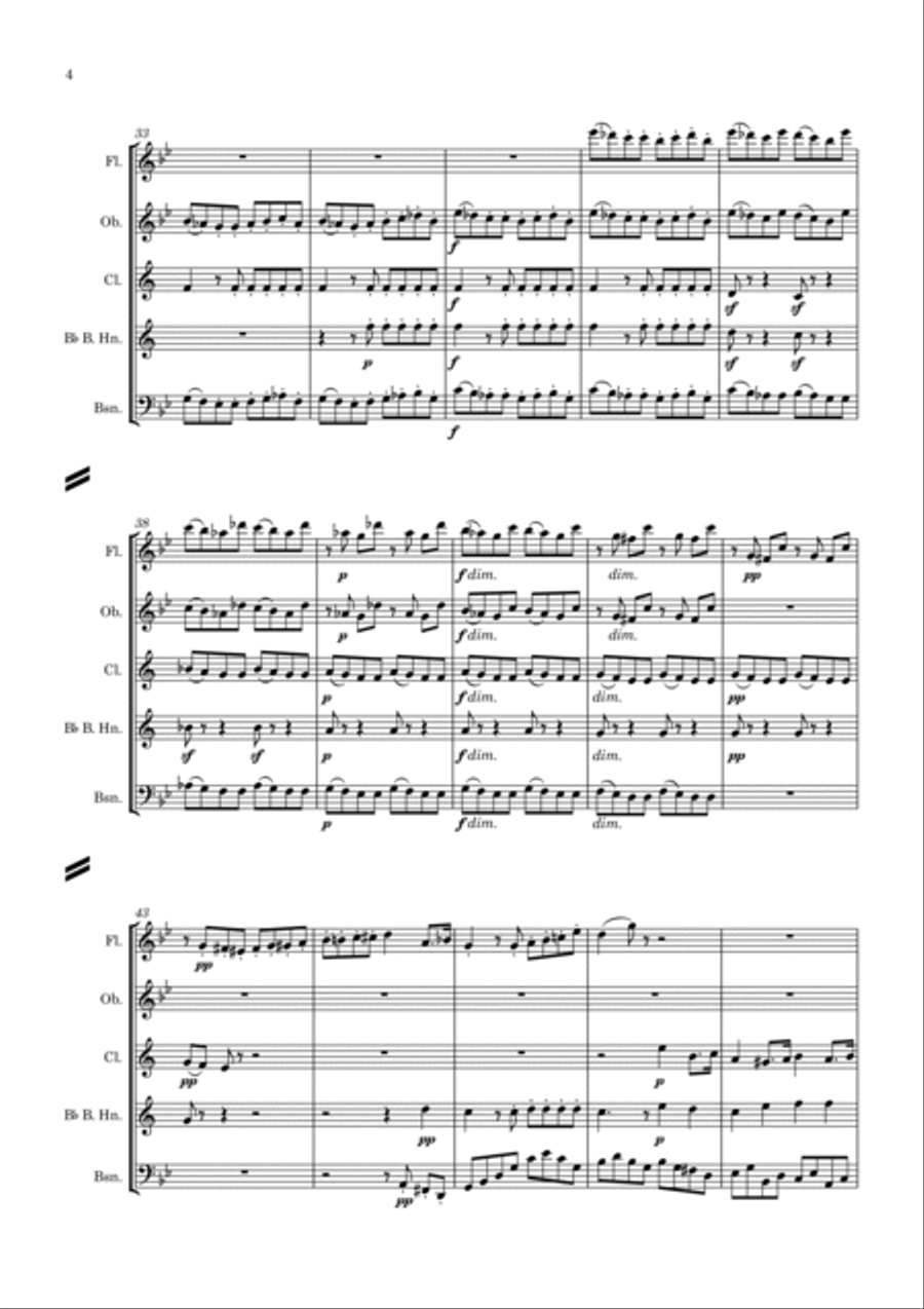 Mendelssohn: Sechs Kinderstücke (6 Christmas Pieces) Op.72 No.5 of 6 Allegro assai - wind quintet Woodwind Quintet scores gallery preview page 4