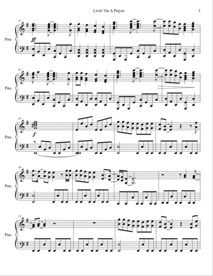 Livin' On A Prayer Piano Solo scores gallery preview page 4
