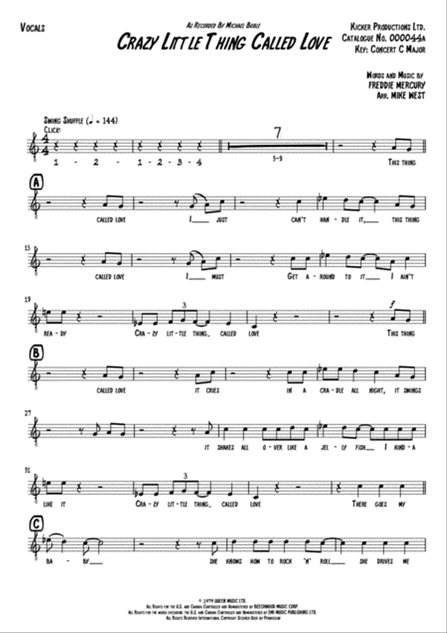 Crazy Little Thing Called Love Voice Solo scores gallery preview page 2