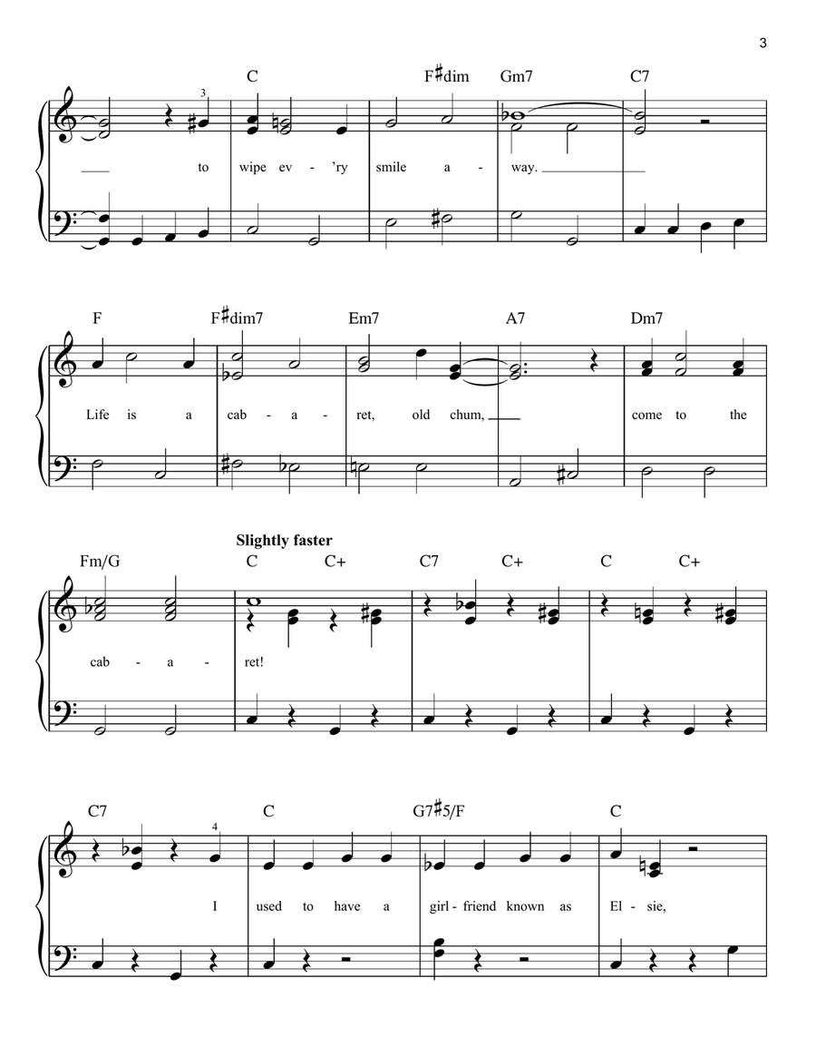 Cabaret Easy Piano scores gallery preview page 3