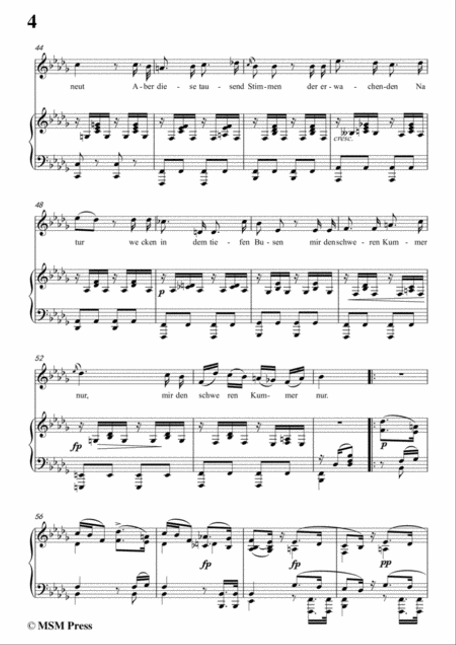 Schubert-Der Jüngling am Bache,Op.87 No.3,in b flat minor,for voice and piano Voice Solo scores gallery preview page 6
