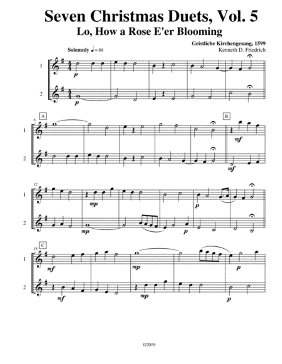 Seven Christmas Duets, Vol. 5 Woodwind Ensemble scores gallery preview page 1