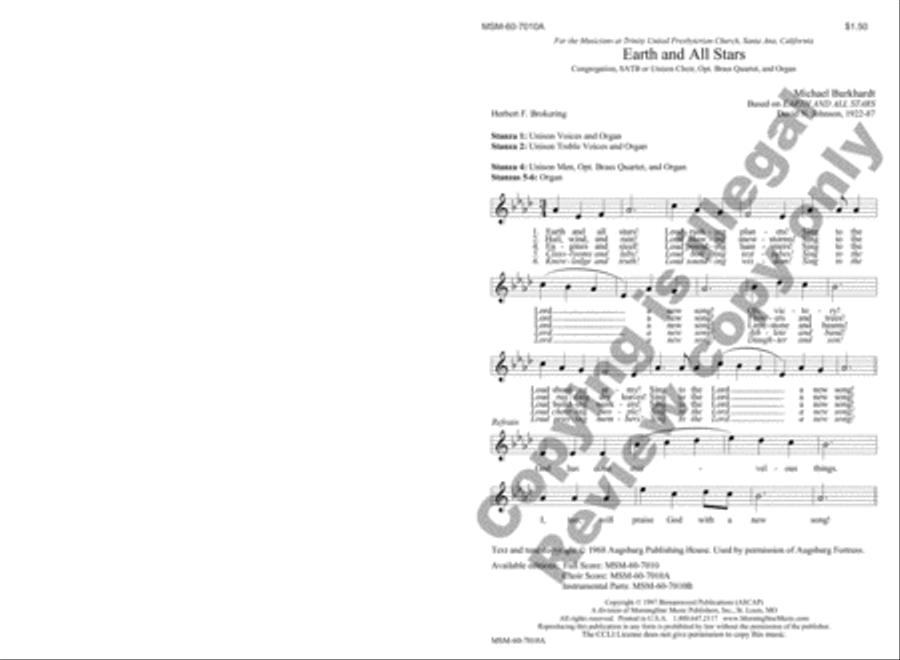 Earth and All Stars (Choral Score)