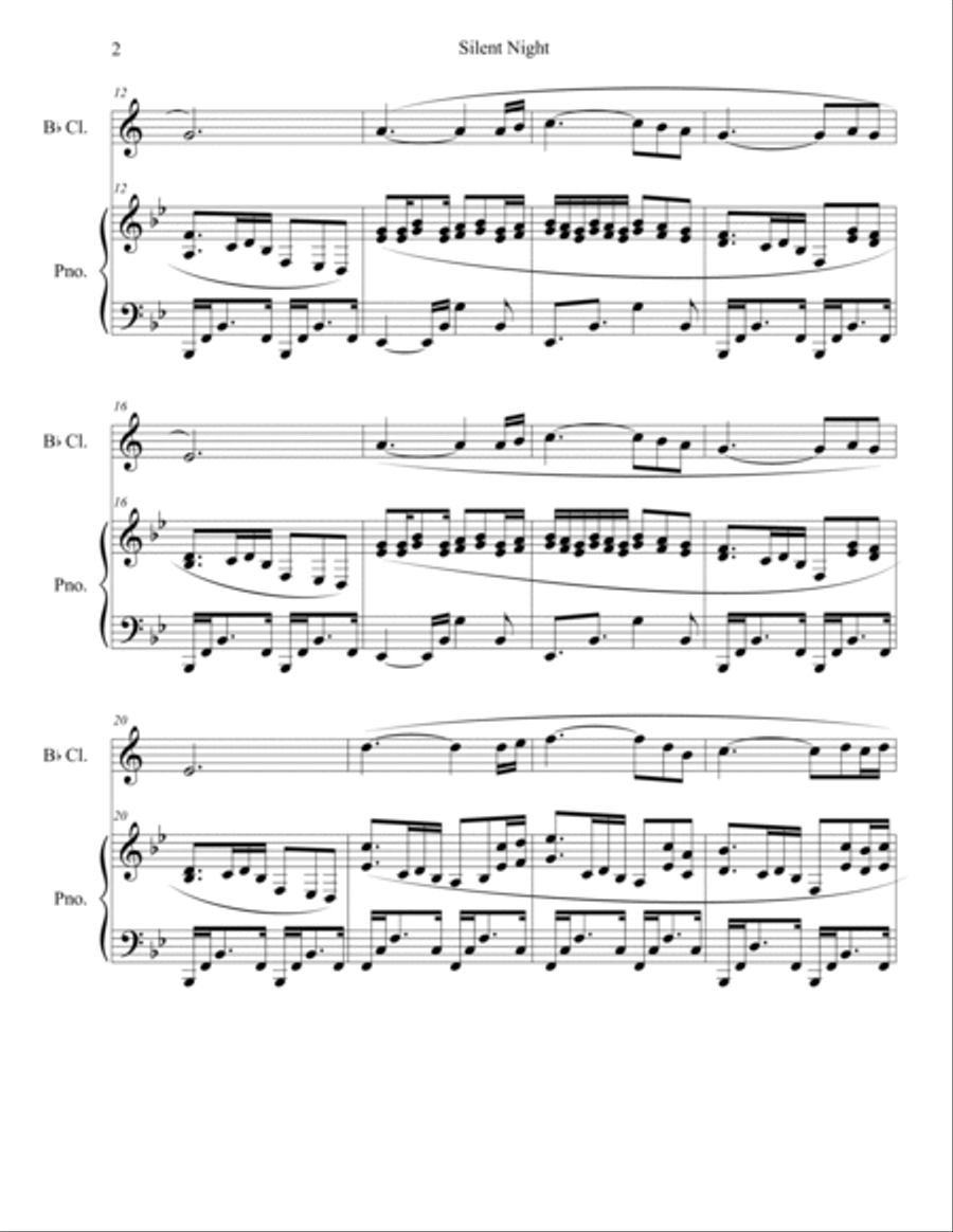 Silent Night for clarinet and piano Woodwind Duet scores gallery preview page 2
