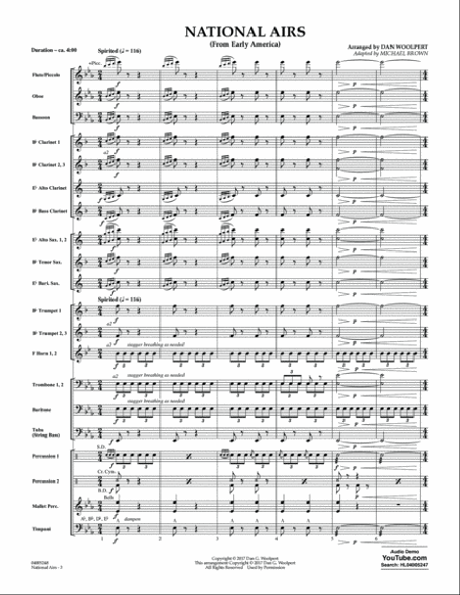 National Airs (from Early America) - Conductor Score (Full Score) Concert Band scores gallery preview page 3