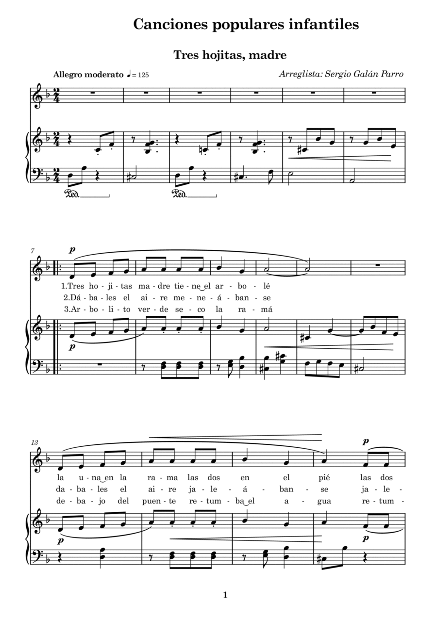 Tres hojitas madre Voice scores gallery preview page 1