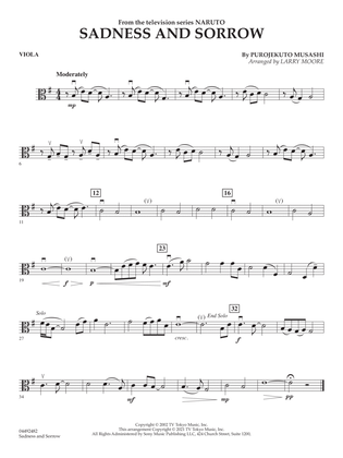 Book cover for Sadness and Sorrow (from Naruto) (arr. Larry Moore) - Viola