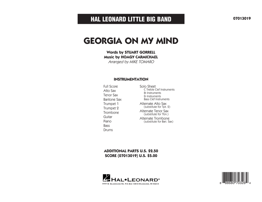 Georgia on My Mind - Full Score Jazz Ensemble scores gallery preview page 1