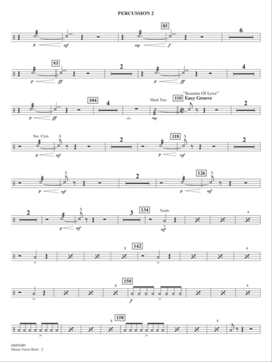 Music from Rent (arr. Jay Bocook) - Percussion 2 Concert Band scores gallery preview page 2