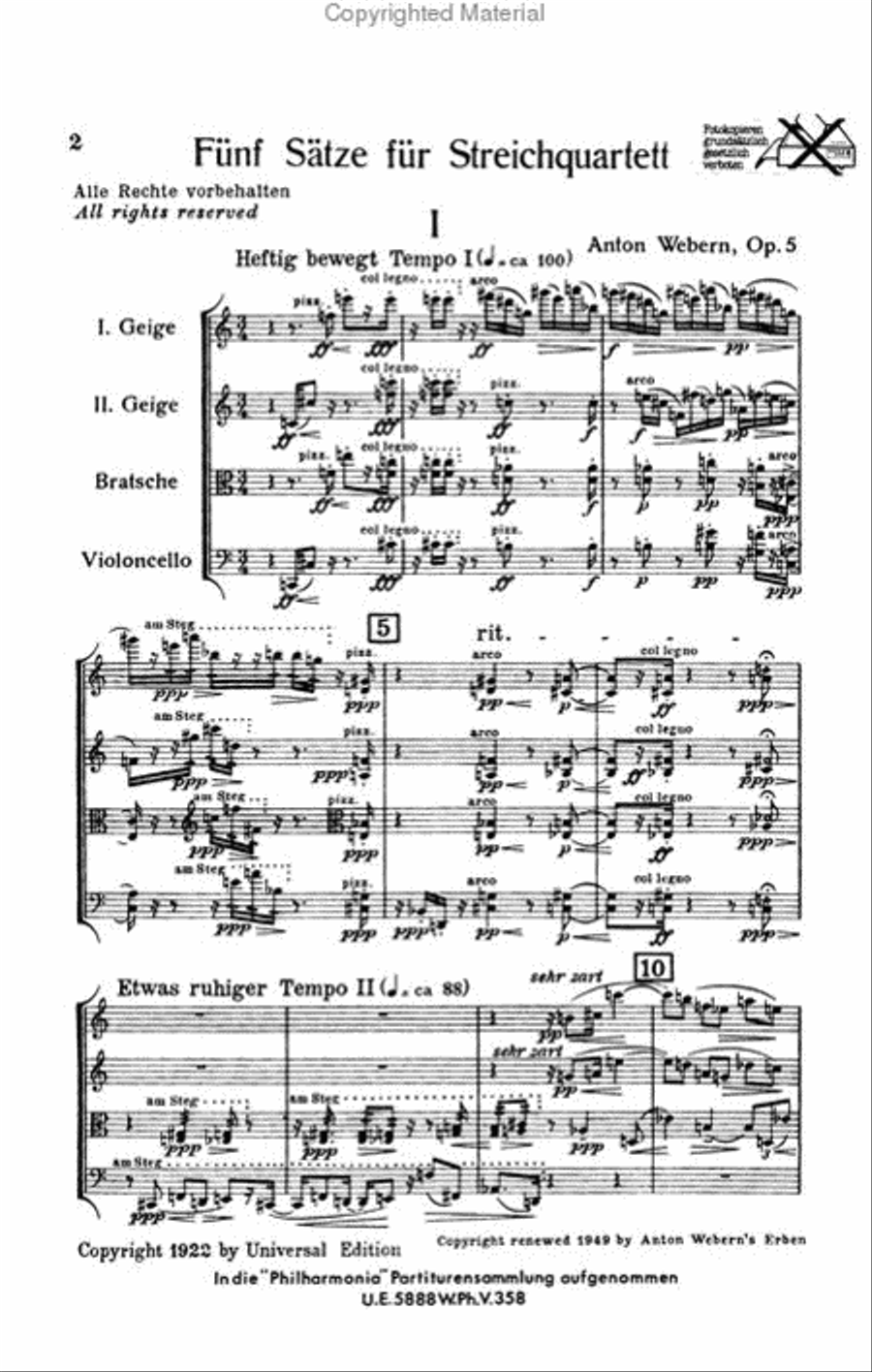 Fifth Movement from String Quartet, Op. 5 String Quartet scores gallery preview page 2