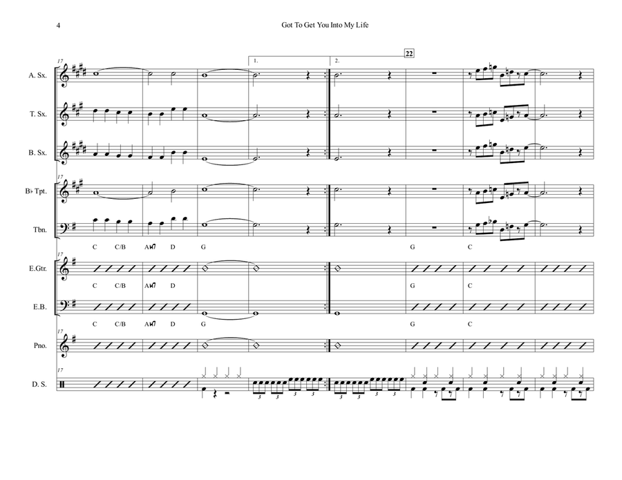 Got To Get You Into My Life Cover Band scores gallery preview page 4