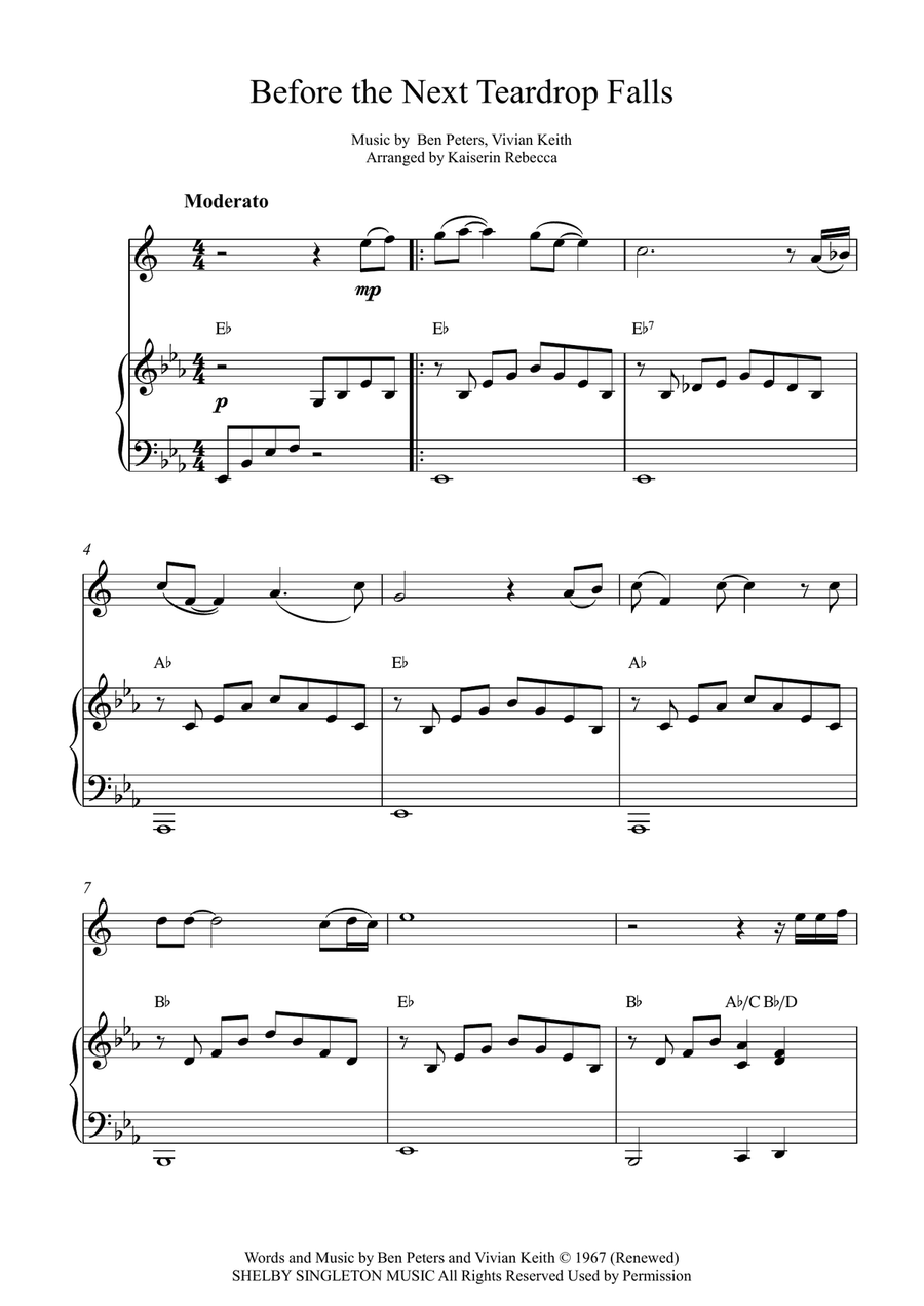 Before The Next Teardrop Falls Alto Saxophone scores gallery preview page 1