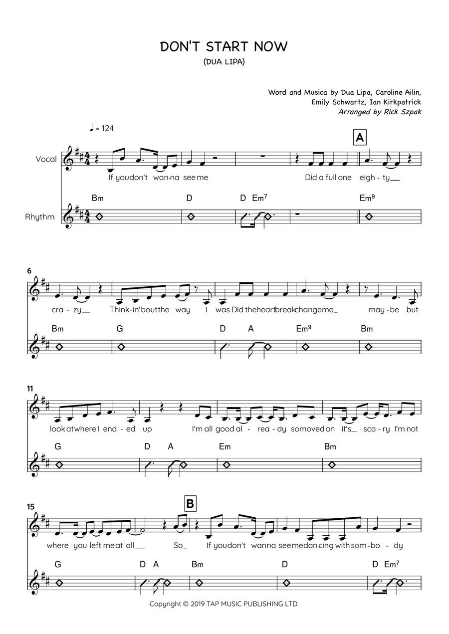 Don't Start Now Don't Start Now Easy Piano scores gallery preview page 1