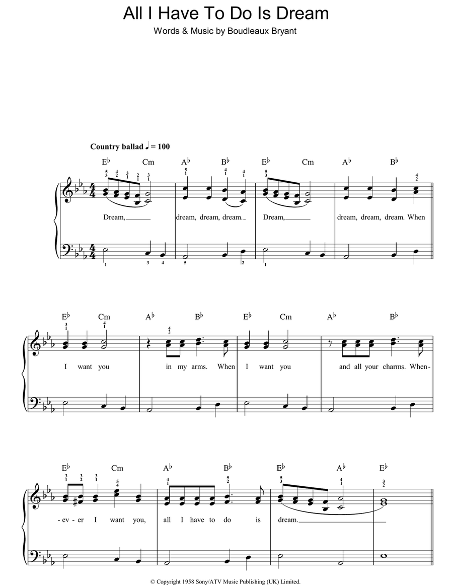 All I Have To Do Is Dream Easy Piano scores gallery preview page 1