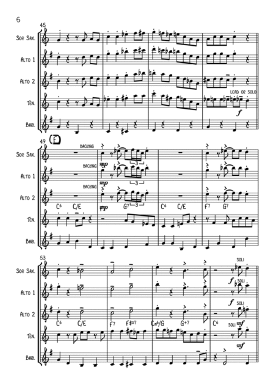 Tuxedo Junction Saxophone Quartet scores gallery preview page 6