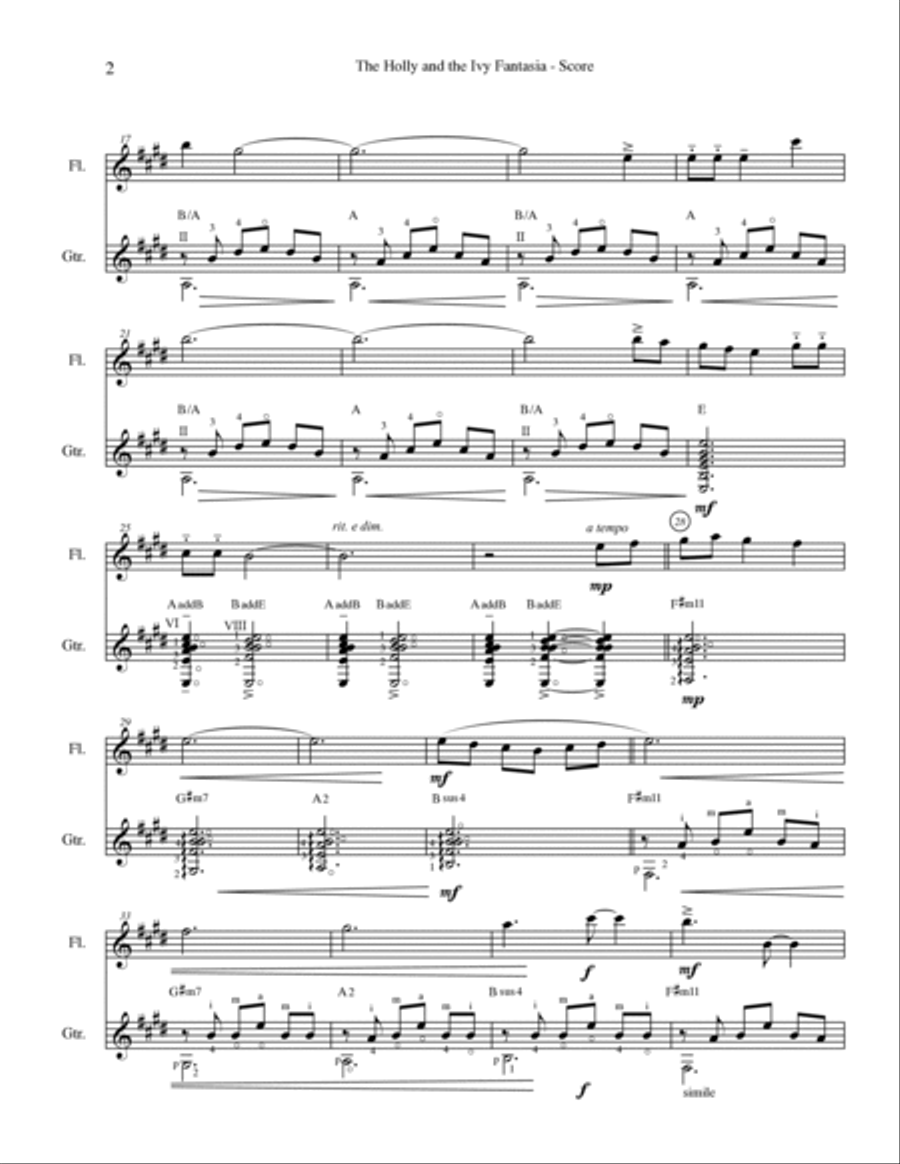 The Holly and the Ivy (Fantasia for Guitar and Flute) Flute scores gallery preview page 2