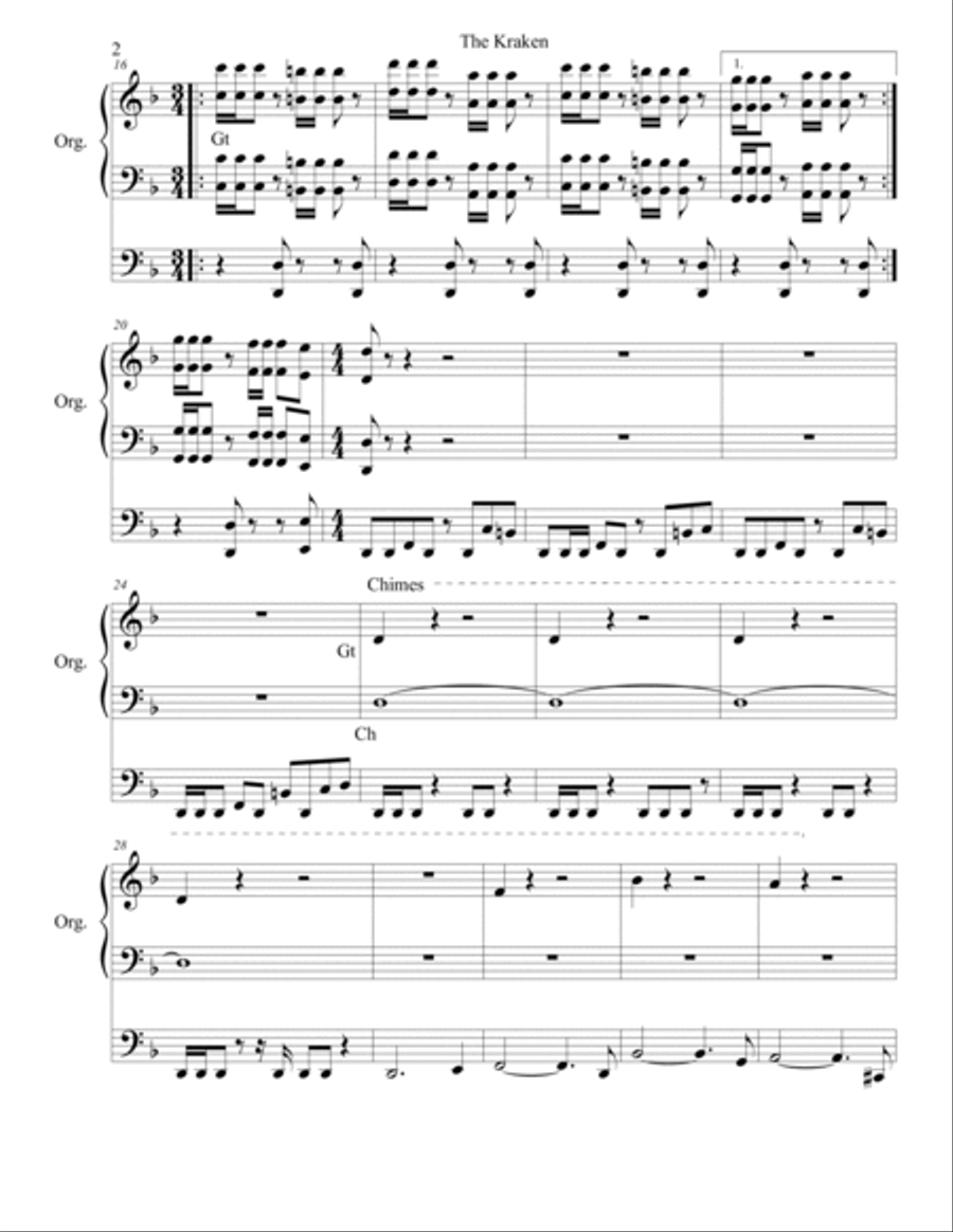 The Kraken The Kraken Organ Solo scores gallery preview page 2