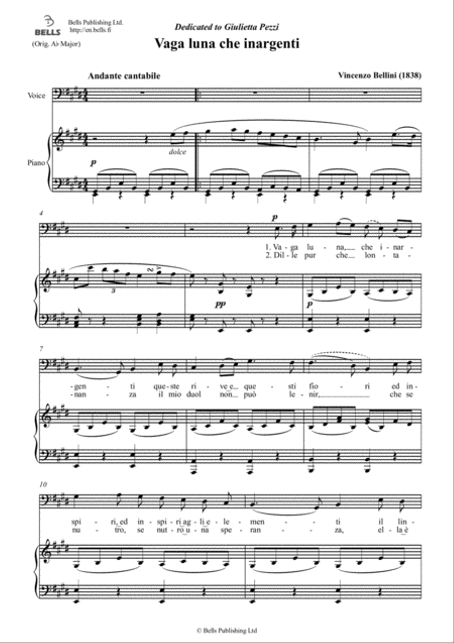 Vaga luna (E Major) Voice Solo scores gallery preview page 1