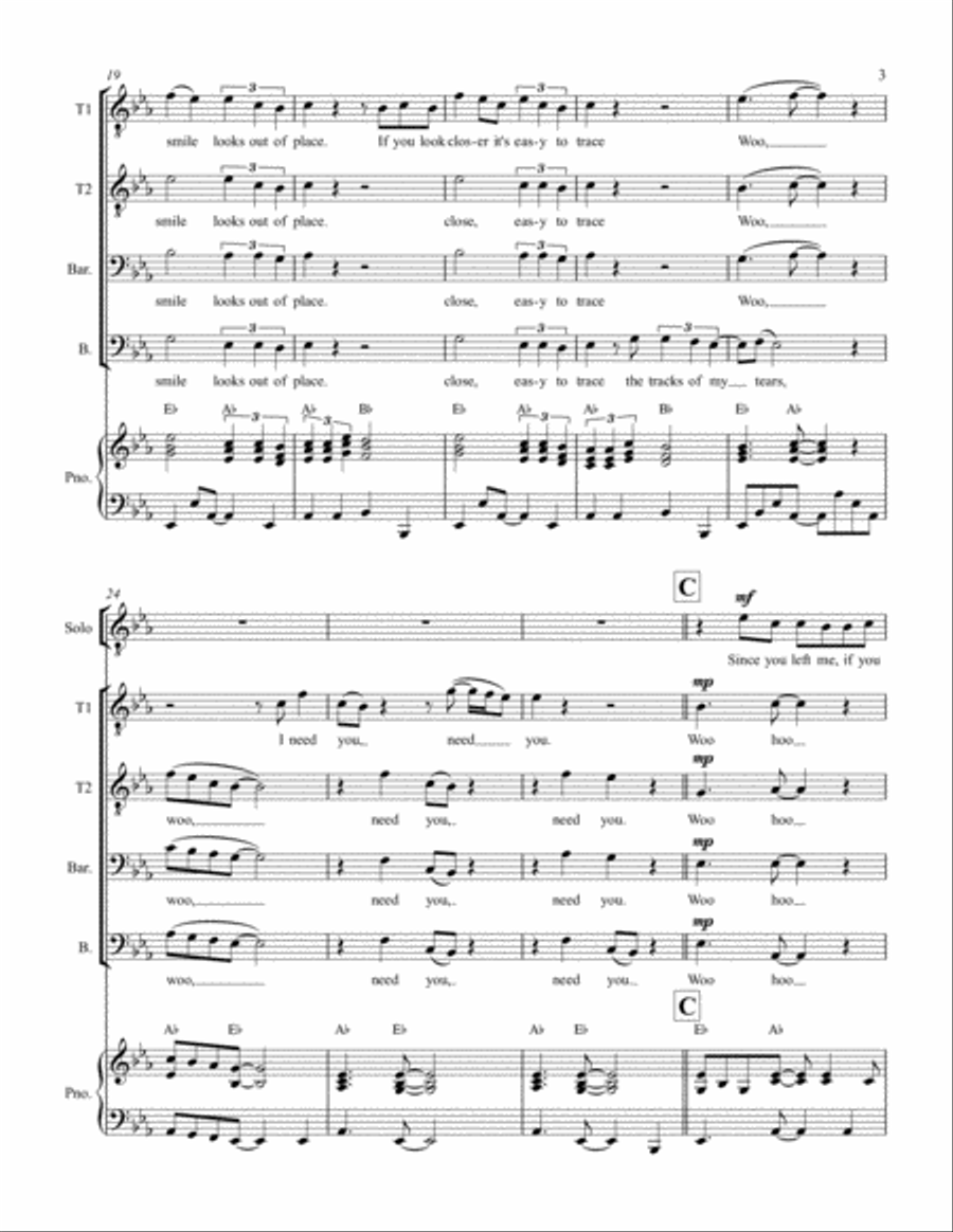 The Tracks Of My Tears TTBB scores gallery preview page 3