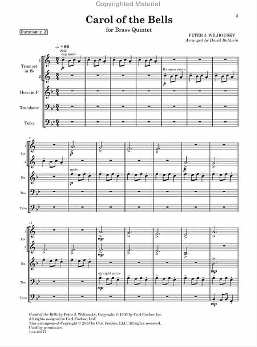 Carol of the Bells Chamber Music scores gallery preview page 2