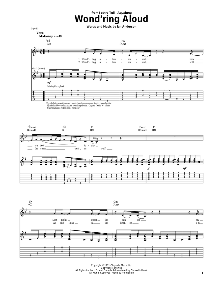 Wond'ring Aloud Wond'ring Aloud Acoustic Guitar scores gallery preview page 1