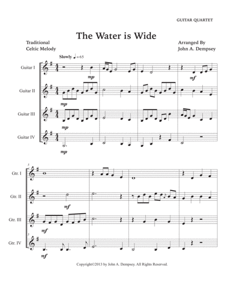 The Water is Wide (Guitar Quartet) image number null