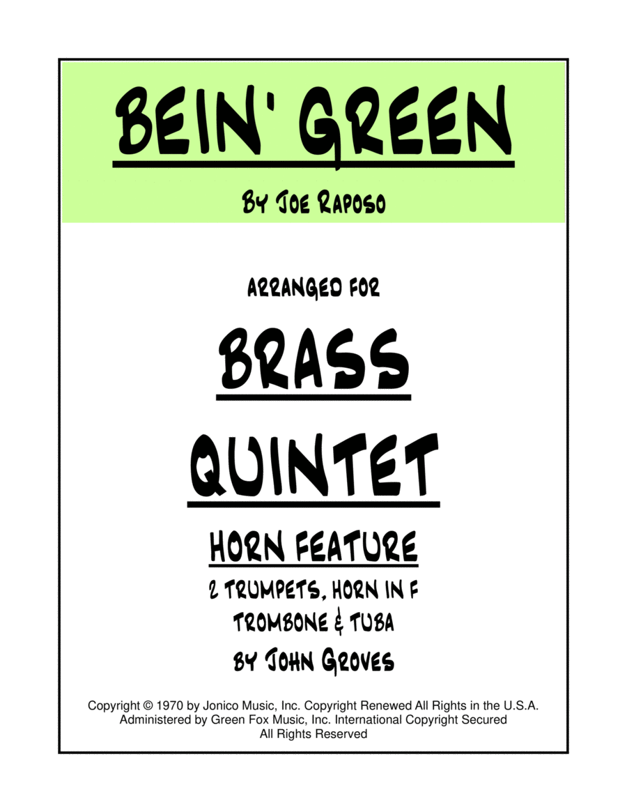 Bein' Green Brass Ensemble scores gallery preview page 1