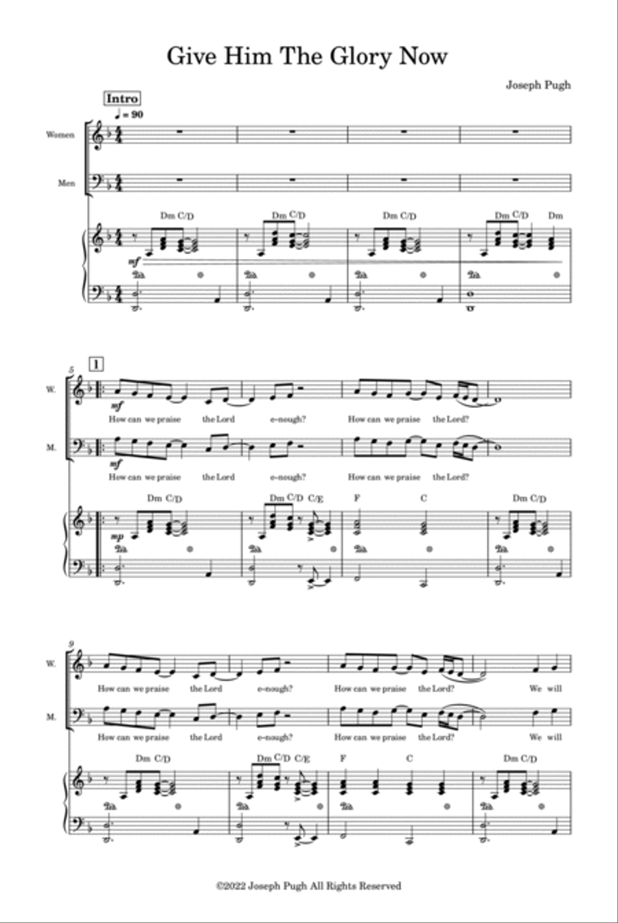Give Him The Glory ( Choir) 4-Part scores gallery preview page 3