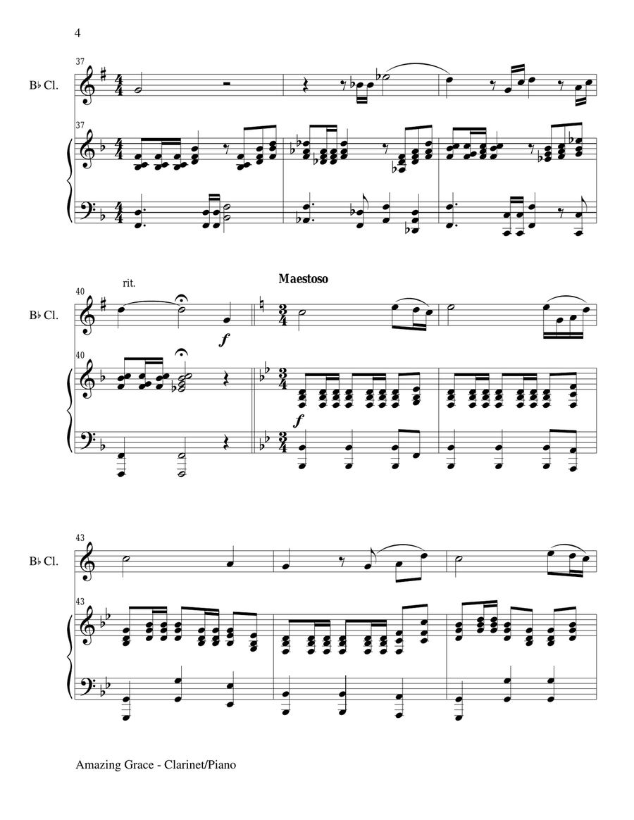 Gary Lanier: HYMNS of GRACE (Duets for Bb Clarinet & Piano) Woodwind Duet scores gallery preview page 5