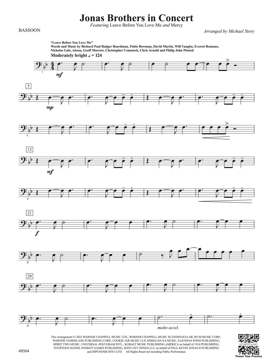 Jonas Brothers in Concert: Bassoon Concert Band scores gallery preview page 1