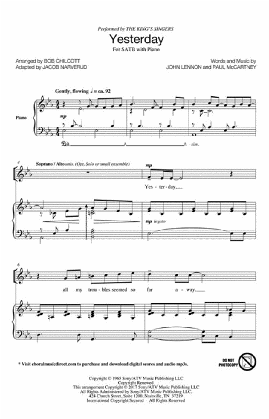 Yesterday 4-Part scores gallery preview page 2