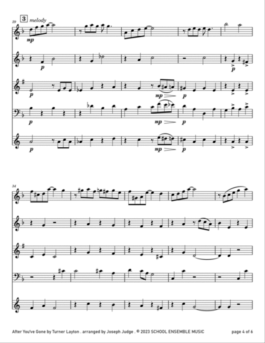 After You've Gone by Layton for Woodwind Quartet in Schools Woodwind Quartet scores gallery preview page 4