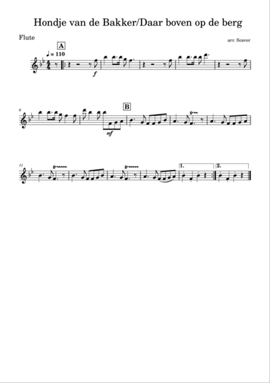 Hondje van de Bakker / Daar boven op de Berg Concert Band scores gallery preview page 5